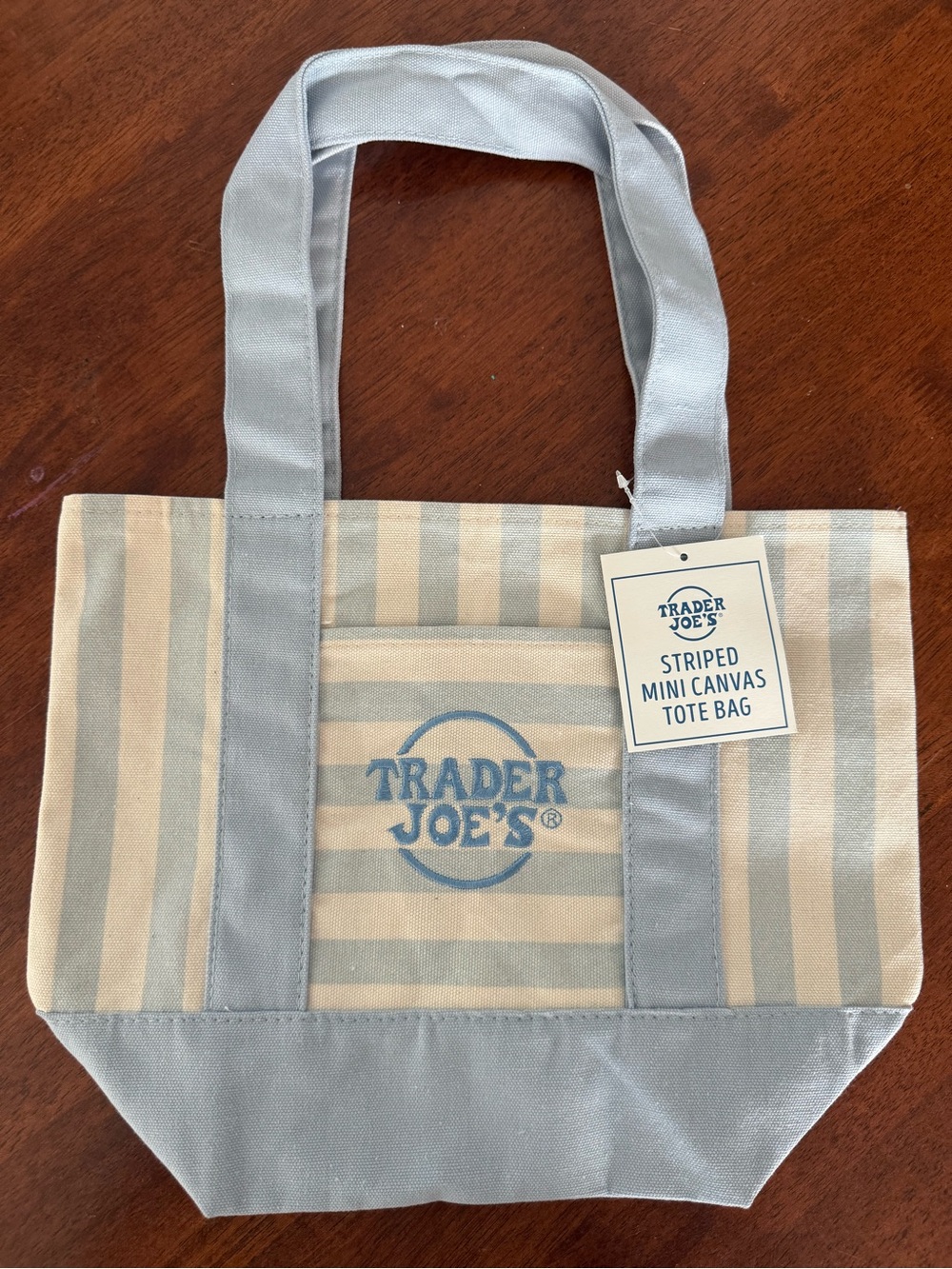 Brand New: TRADER JOE'S Striped Mini Canvas Tote Bag
